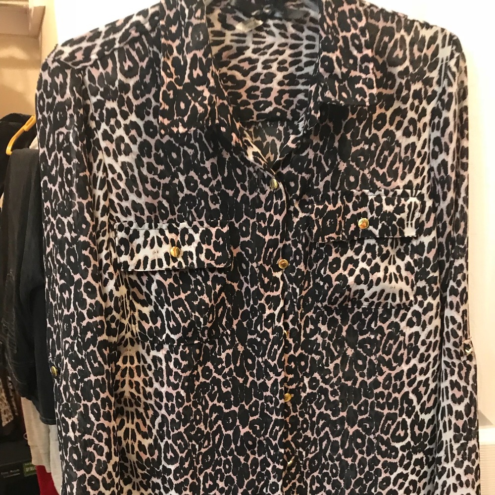 Leopard print button down